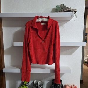 We The Free Red Quarter-Zip Sweatshirt